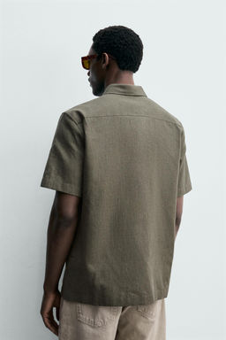 CAMISA ESTRUCTURA LINO - ALGOD?N / Oliva oscuro