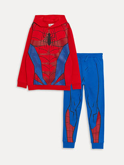 Kap??onlu Spiderman Bask?l? Uzun Kollu Erkek ?ocuk Ti??rt ve E?ofman Alt?