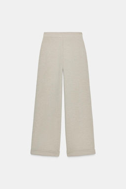 WIDE-LEG TWILL TROUSERS