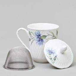 КРУЖКА ЗАВАРОЧНАЯ LEFARD ВАСИЛЬКИ С КРЫШКОЙ И СИТОМ 350 МЛ