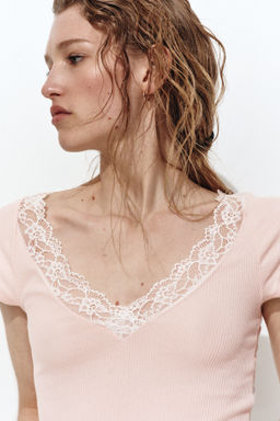 Top con escote de encaje en V - H&m фото 7