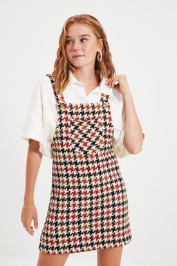 Ekru Mini Dokuma Ekose Desenli Jile Elbise TWOAW20EL0208