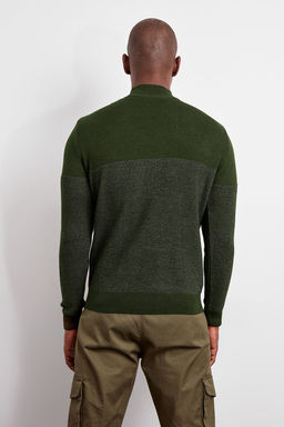 TRENDYOL MAN Haki Slim Dar Kesim Bisiklet Yaka Cizgili Triko Kazak TMNAW20LS0014 - Trendyolmilla фото 5