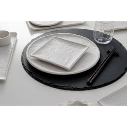 Блюдо для подачи Magistro Slate, 21×1.6 см, фарфор, белое