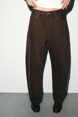 JEANS TRF BAGGY BARREL TIRO MEDIO / Marr?n - Zara фото 2