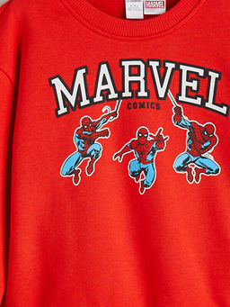 Bisiklet Yaka Spider-Man Bask?l? Erkek ?ocuk Sweatshirt