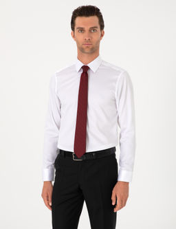 Beyaz Slim Fit %100 Pamuk Klasik G_mlek