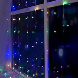 Гирлянда Занавес 2?2 м роса, IP20, серебристая нить, 300 LED, свечение мульти, 12 В - Luazon lighting фото 3