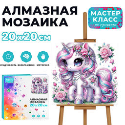Мозаика алмазная "Сказочный единорог" 20*20 см.