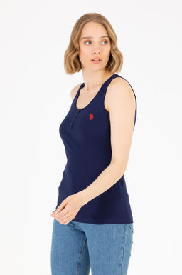 U. S. Polo Assn Женская базовая футболка без рукавов темно-синего цвета с круглым вырезом