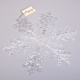 Подвеска новогодняя "Сияющая снежинка" 32 см, Белый