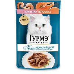 Паучи для кошек Нежное филе Мясной дуэт с креветкой и лососем в соусе (Gourmet Perl) 12461413