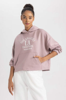 Толстовка из плотной ткани с капюшоном и принтом DeFactoFit