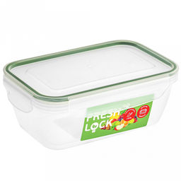 Контейнер из полипропилена Fresh Loсk 1л, 18х11,5х6,5см, герметичный, силиконовый уплотнитель, ручки-клипсы, прозрачный, подходит для СВЧ (Россия)