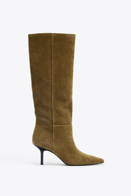 SPLIT SUEDE STILETTO HEEL BOOTS - Zara фото 3