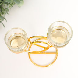 Подсвечник на 2 свечи Два сердца, d=4.5 см, под золото, 14?6.5?17.5 см