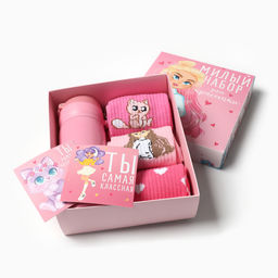 Подарочный набор термос и носки 3 пары KAFTAN Красотка, р. 36-37 (22-24 см)