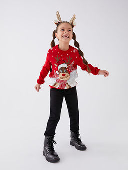 Bisiklet Yaka Y?lba?? Temal? Uzun Kollu K?z ?ocuk Triko Kazak - Waikiki фото 2