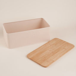 Хлебница SL Home «Сан-Лоренцо», металлическая, с бамбуковой крышкой, 33×18×13 см, розовая