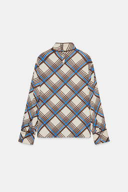 CHECK SHIRT WITH HIGH NECK - Zara фото 7