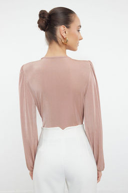 Vizon Parlak Yuzeyli ve Yumusak Dokulu Vatkal? Kruvaze Kapamal? Esnek Orme Body TWOAW25BD00005 - Trendyolmilla фото 5