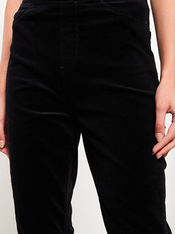 Normal Bel Dar Fit D?z Kadife Kad?n Pantolon