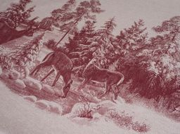 07с-21 ЯК Скатерть 150*250 "Зима в лесу" (олени) цв. бордо