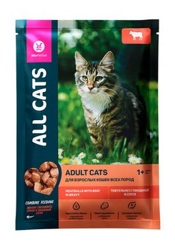 ALL CATS д\кош. пауч Тефтельки с говядиной в соусе 85 г. 1/28