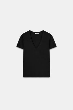 INTERLOCK V-NECK T-SHIRT - Zara фото 10
