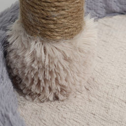 Лежанка с когеточкой Пижон, овальная, 55 х 36 х 47см, пушистый мех, джут, серая  фото 5