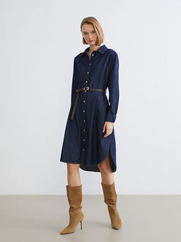 Kemerli Jean G?mlek Elbise