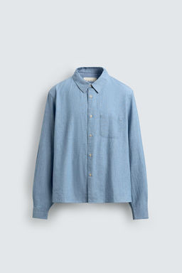 CAMISA REGULAR FIT CHAMBRAY / Azul claro - Zara фото 6