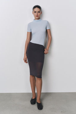 HIGH NECK TOP WITH POLYAMIDE