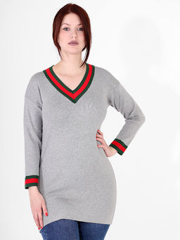 Туника-свитер серая больших размеров