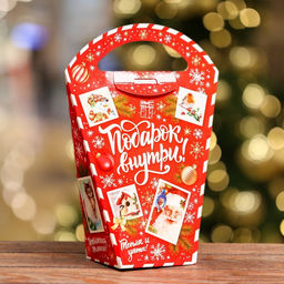 Цена за 5 шт. Коробка подарочная складная Новогодица красный 10/20 х 10 х 23 см - Simaland фото 7