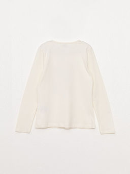 Bisiklet Yaka Bask?l? Uzun Kollu K?z ?ocuk Ti??rt - Waikiki фото 2