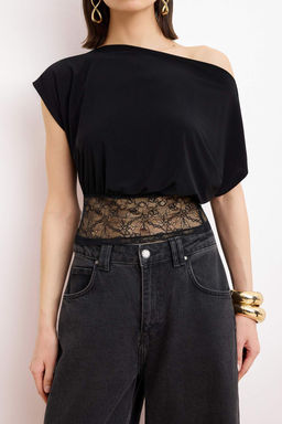 Siyah Duz Kay?k Yaka Kolsuz Orme Sandy Bluz TPRSS26BZ00061 - Trendyolmilla фото 3