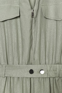 LINEN BLEND BELTED JUMPSUIT - Zara фото 14
