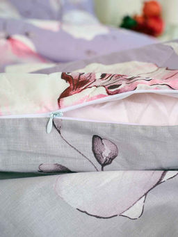 КПБ Перкаль Зима-лето с прост. на резинке - Азалия Семейный с прост. на рез.180*200*25 (нав.70x70)/Простыня, пододеяльник, наволочка 70х70 - 2 шт.