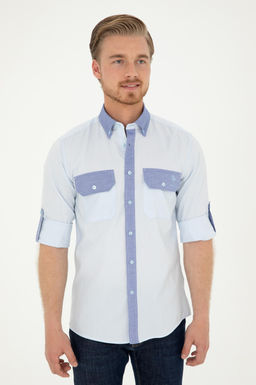 U. S. Polo Assn / Мужская голубая рубашка с длинным рукавом - U.s. polo assn фото 3