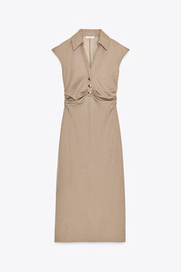 MIDI POLO COLLAR DRESS - Zara фото 14
