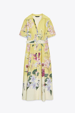 FLORAL PRINT MIDI DRESS WITH BELT - Zara фото 5