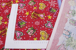 Рогожка Веселый праздник цв.красная малина, ш.1.5м, хлопок-100%, 160гр/м.кв - Купава фото 5