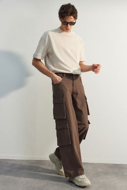 TRENDYOL MAN Limited Edition Kahverengi Premium Cepli Baggy Kargo Pantolon TMNSS23PL00036