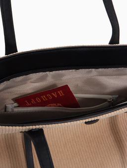 Сумка - шоппер женская на молнии, 39×14×25 см, бежевая