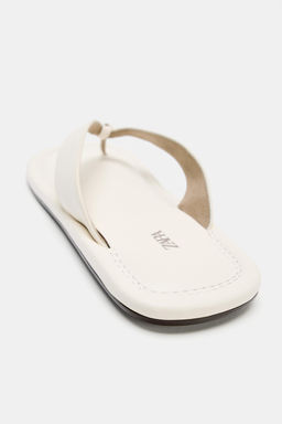 SANDALIA PLANA PIEL / Blanco - Zara фото 5