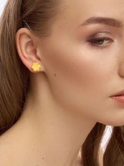 Серьги-пусеты из серебра с натуральным медовым янтарем Настурция - Амберхолл фото 3