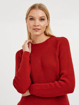 джемпер женский хлопковый в красном цвете с рукавом реглан - Glenfield фото 3