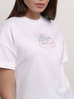 CONTE Футболка с манжетами и рисунком Letter LD 2102 white