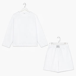 Костюм женский (толстовка, шорты) MIST, размер 40-42, белый
